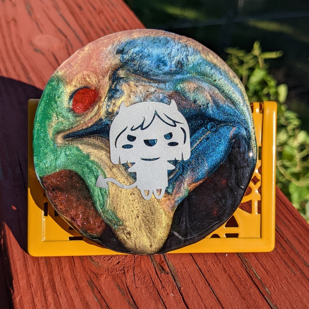 Devil Girl Magnet Handmade Resin Wood Art Artisan Cute Unique Gift Spooky - Picture 4 of 8